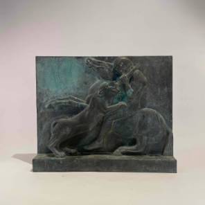 Early 20th C Italian Bronze Relief of Hunting Scene